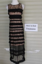 ca YB8) BNWT SIZE 10 URBAN ALIBI BLACK BEIGE LACE DETAIL MIDI TANK DRESS RR$170