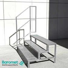 Stahltreppe 3 Stufen mit Geländer Garten Terrasse Breite 60 cm Höhe 40-66 cm
