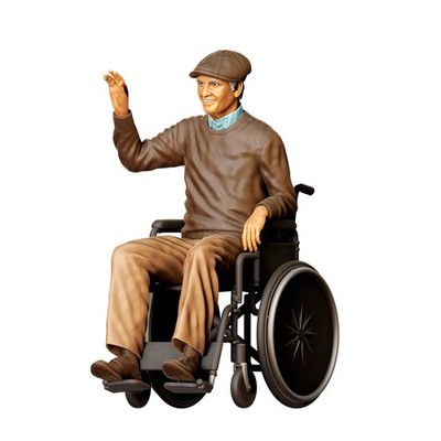 Elderly Man in Wheelchair Resin 3d print Unpainted Diorama Model RR Disabled