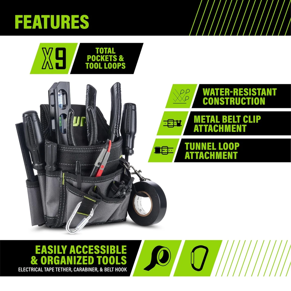 Ballistic Nylon Electrician Tool Pouch in Black and Gray - Image 4 of 4