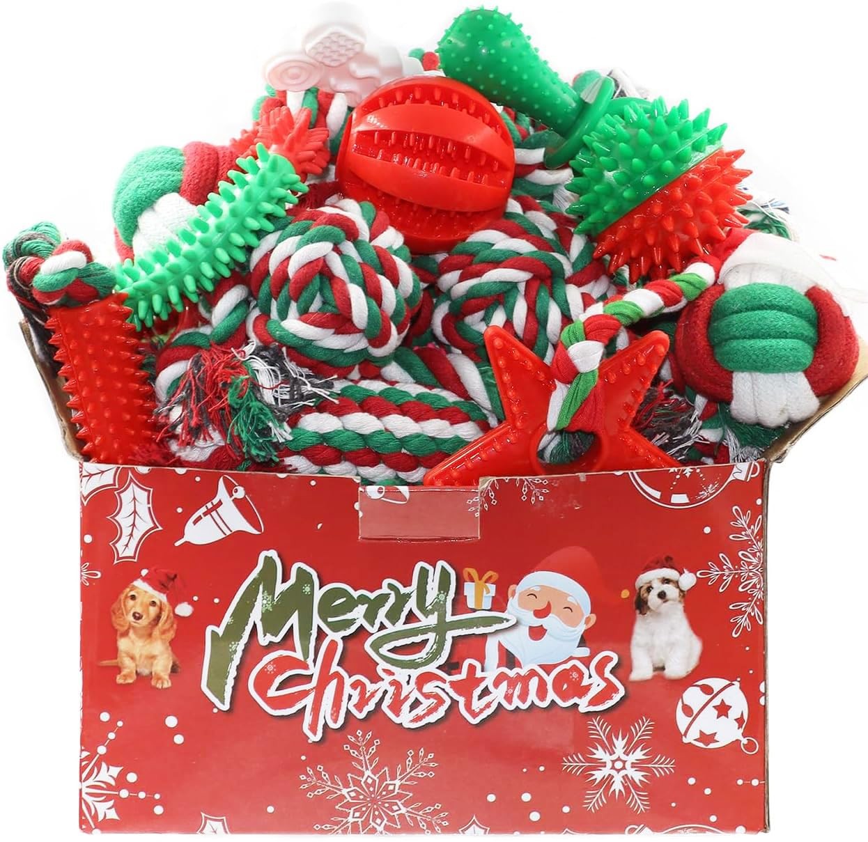 Christmas Dog Toys Bulk 15 Pack, Puppy Chew Toys for Teething Small Medium Pu...