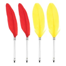 4 Pcs Feather Ballpoint Pen Vintage Quill Ballpoint Pen, Yellow Red