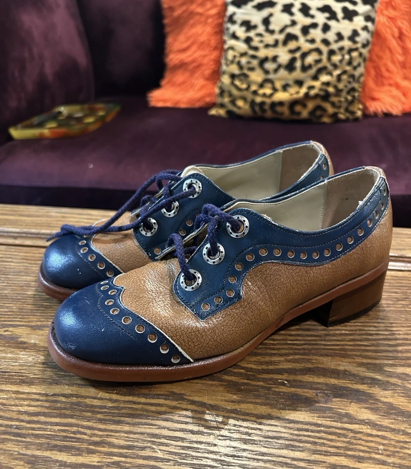 De Colección Dolly Stompeks By Stridrite Marrón y Azul Marino Mary Jane Zapatos Oxford Juveniles 4 Foto 4 de 4