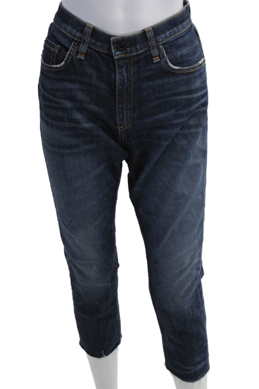 Askk NY Womens Dark Blue High Rise Cropped Ankle Jeans Size 27Free Shipping in US $100+ Orders | $6.95 Orders Below
