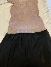 Abend-Rock, lang,  Damen , Ashley Brooke, Gr. 36 , schwarz,  + Glitzershirt rose