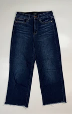 Judy Blue Jeans Womens Size 1/25 25x24 Wide Leg Blue Baggy Stretch Denim Raw Hem