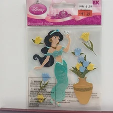 Vintage DISNEY Princess Jasmine EK Success Aladdin Flowers Stickers HTF NEW