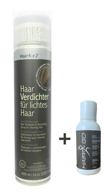 Hairfor2 Original Neu Mittelbraun 400ml + HAIR GO Shampo entfernt Haarverdichter