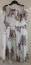 Torrid Dress White Floral Chiffon High Neck Cold Shoulder Size 14