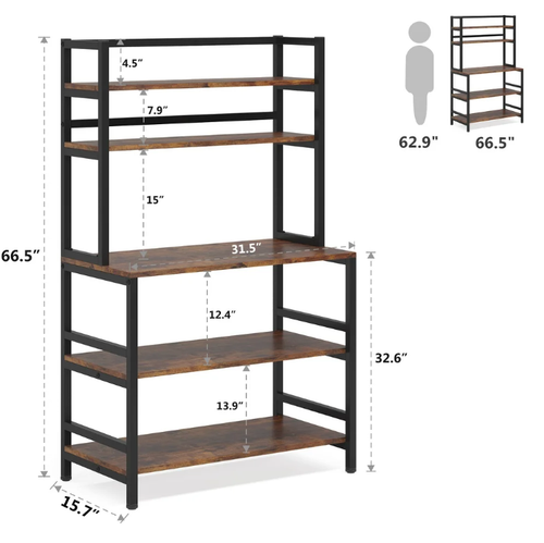 Kitchen Utility Storage Rack Microwave Oven Stand 5tier Baker's Shelf US Cart - Afbeelding 8 van 8
