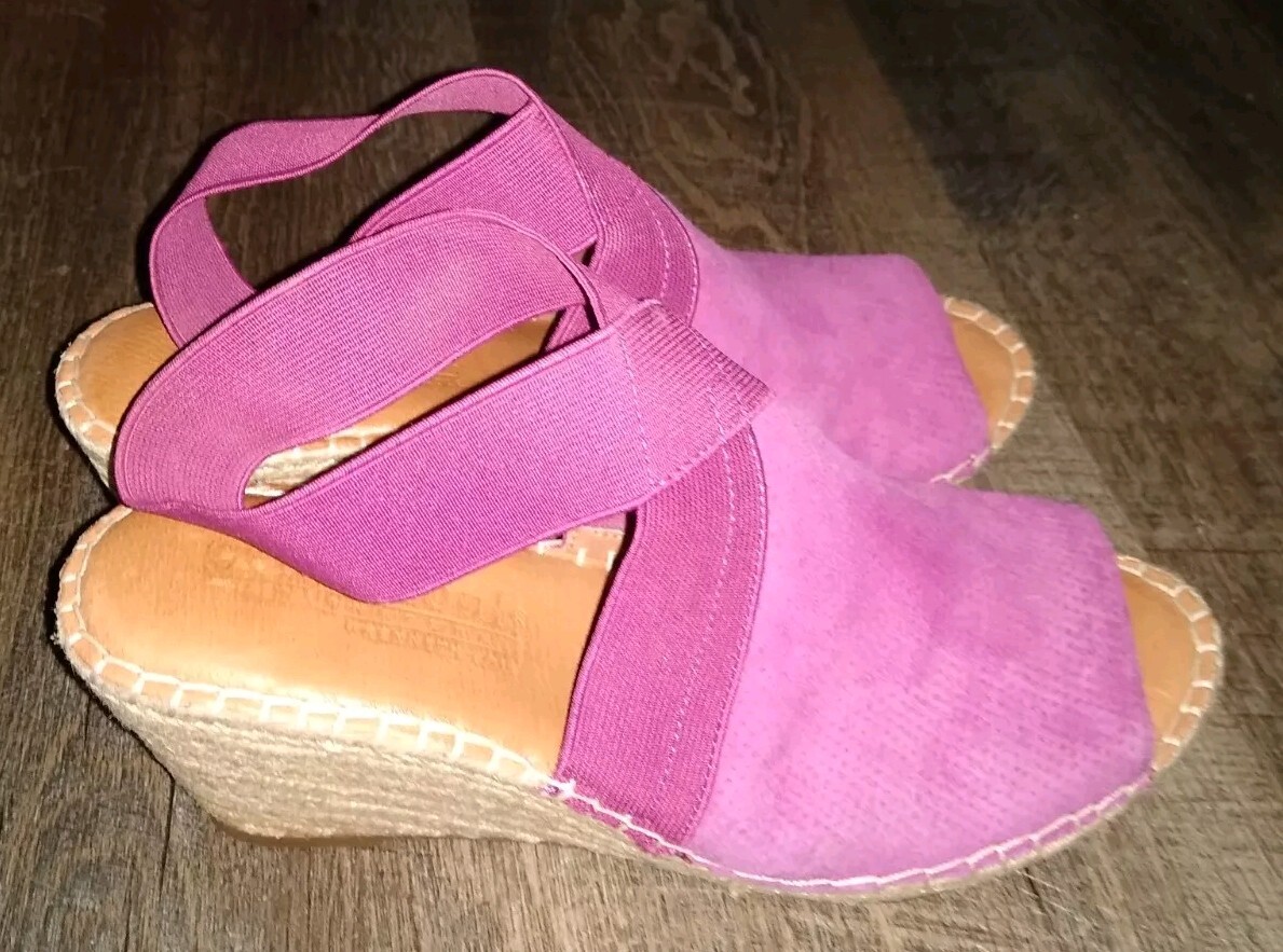 GENTLE SOULS Colleen Espadrille Wedge Magenta slingback Suede Sandal shoes  M