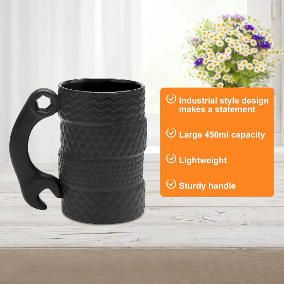 450 ml Reifentasse Keramik Becher mit Löffel Kaffeetassen 3D Mechaniker Becher - Bild 2 von 4