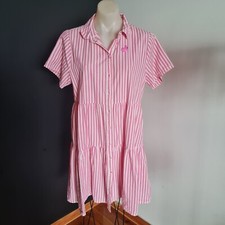 Women's size M 'COTTON ON' Gorgeous pink striped cotton shirt dress - EUC
