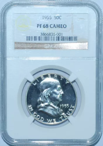1955 NGC PR68CAM Cameo Proof Strike Franklin Half Dollar