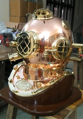 18' Mark V U.S Navy Full Size Copper And Brass Diving Helmet | eBay