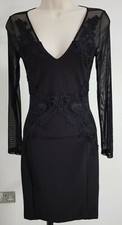 Next - Lipsy Black Lace Trim Long Sleeve Bodycon Dress. BNWT Size 6