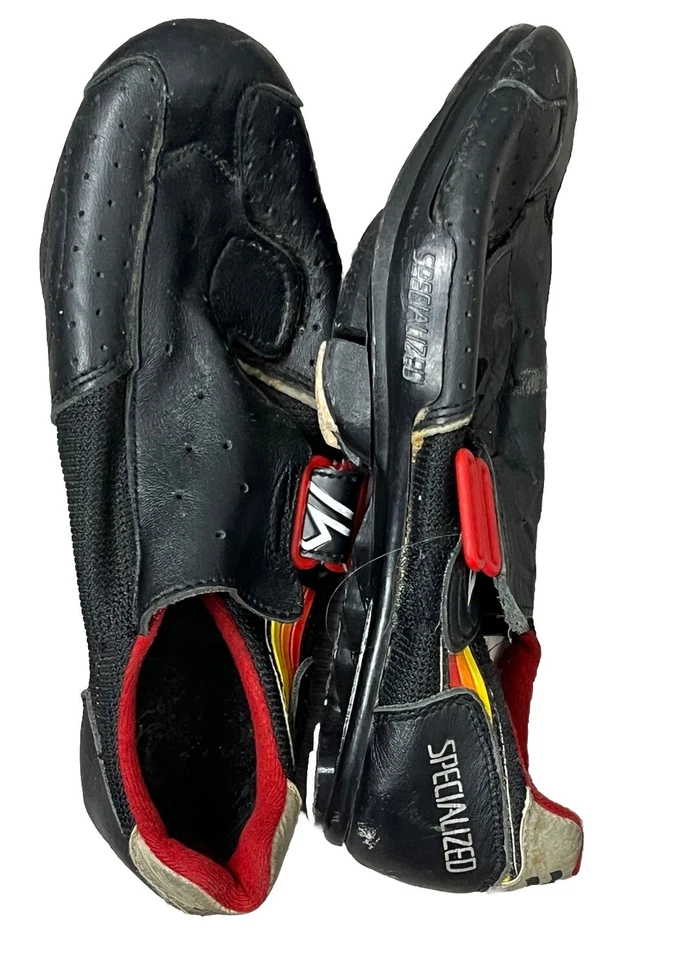 Specialized Cycling Vintage 80s Bike Shoes Click In Leather Black Rainbow EU 38 - Image 4 of 4