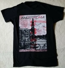 AMSTERDAM CLOCK TOWER AND WATERWAY Bowery T-Shirt Adults SM black