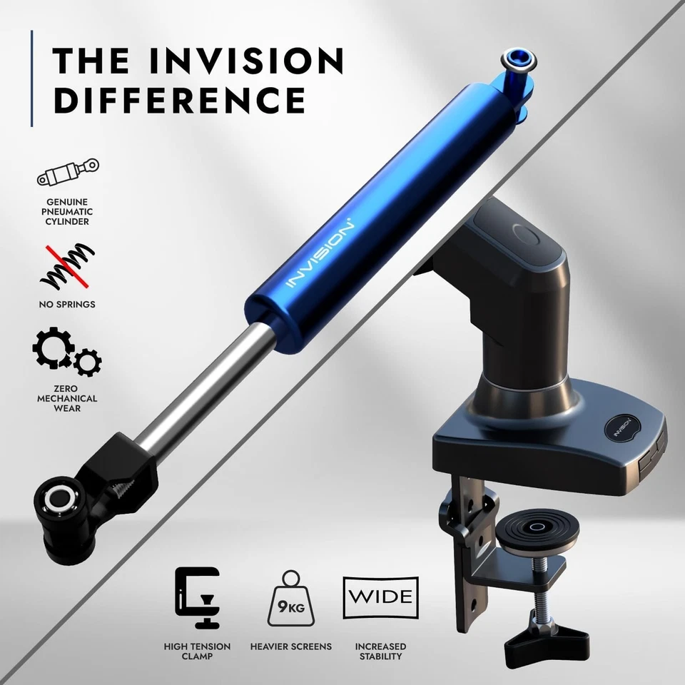 Invision Single Monitor Arm Desk Mount 19"-32" Screens Stand Bracket with Clamp - Image 4 of 4