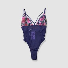 Hanky Panky Women's Blue Wildly Blooming Strappy Bodysuit Size L