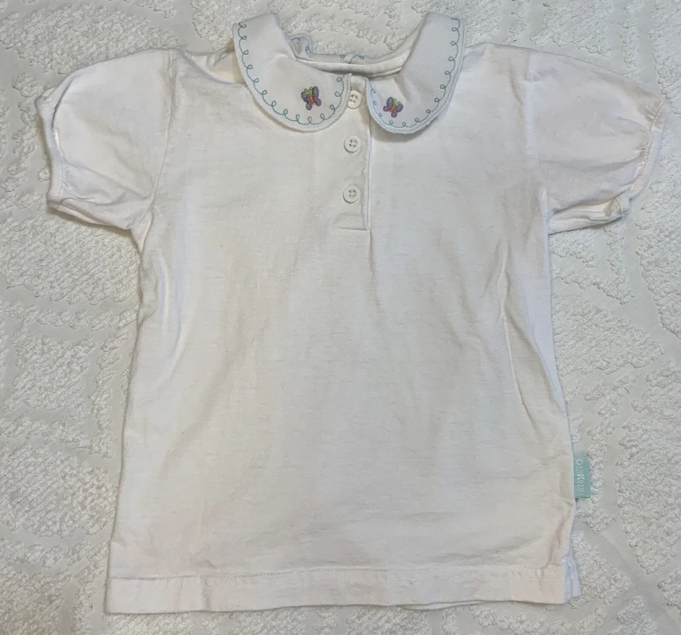 RARE VTG Pinafore Oshkosh B'Gosh Dress/Shirt Sz 5-6 Pastel Seersucker Butterfly - Изображение 4 из 4