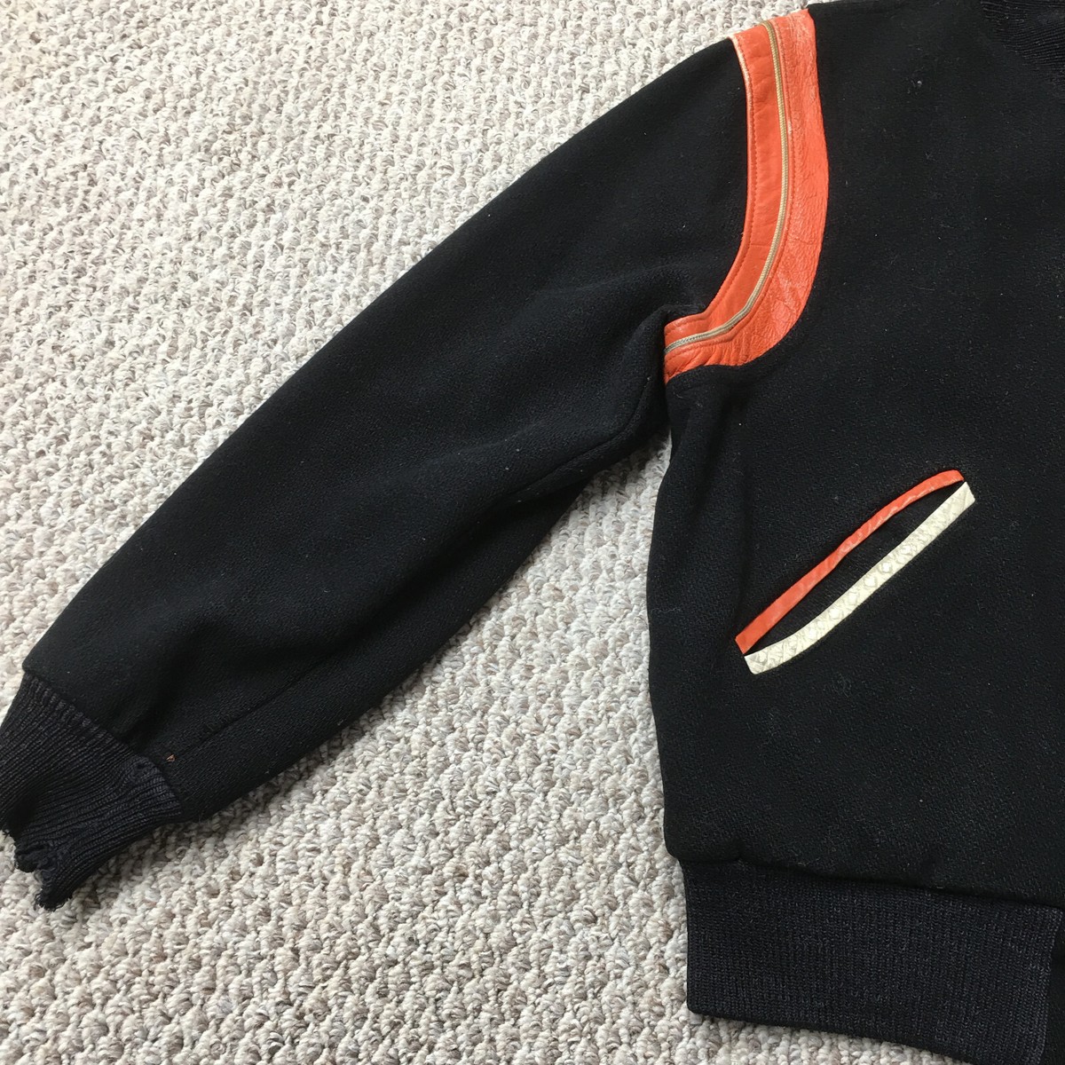 m*e様 USA ヴィンテージ 40's 50's ジャケット Vintage 40s 50s Bomber Jacket Adult 42 M/L Black Orange