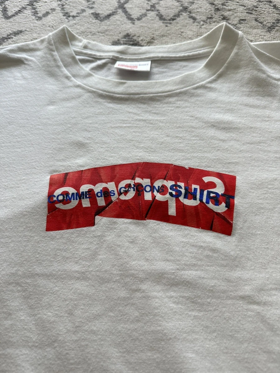 Supreme Comme Des Garcons CDG Box Logo White Tee Size XL