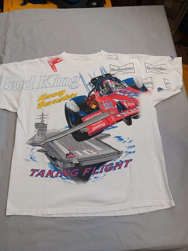 VTG Logo Athletic NHRA Kenny Bernstein Bud King Aircraft Carrier AOP Shirt XL? - Picture 2 of 18