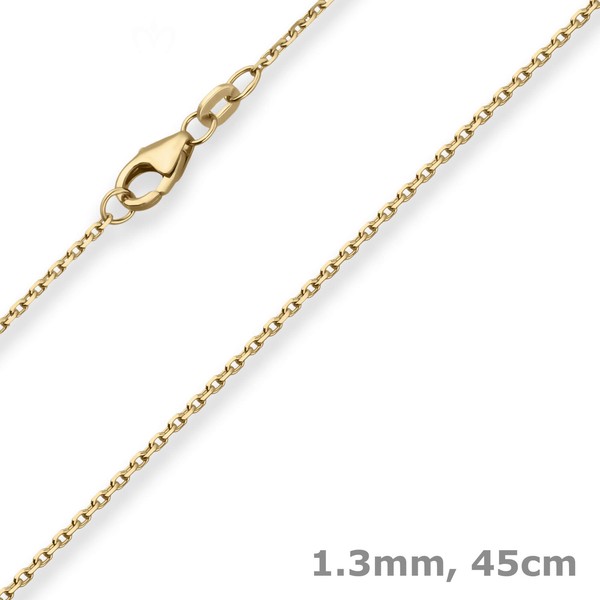 1,3Mm Ankerkette Diamantiert Kette Collier Halskette Aus 375 Gold Gelbgold 45Cm-image