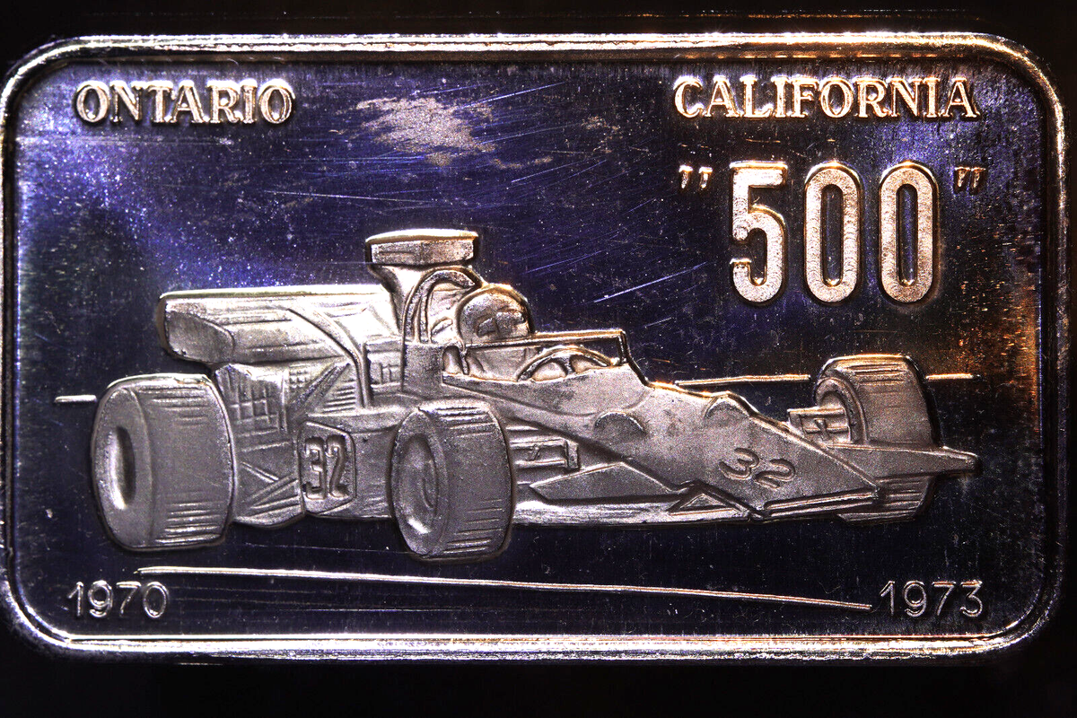 Race Car 500 Ontario California 1970 1973 Suisse 1oz 999 Silver