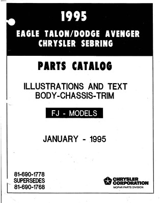 1995 Eagle Talon Chrysler Sebring Dodge Avenger Parts Catalog Mopar FJ-Models