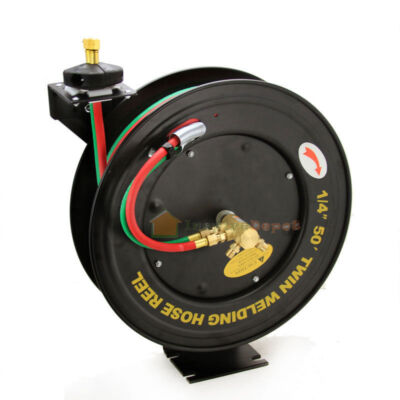 XtremepowerUS Retractable Torch Welding Hose Reel 50ft 1/4'' Auto Rewind Oxygen