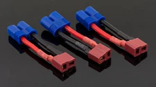 3 Pack: (3) T-Plug (Deans Style) Female to Male EC3 Style Connectors / Adapters