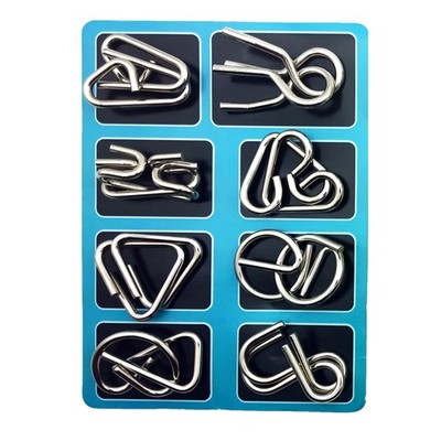 8PCS Metal Puzzle Wire IQ Mind Brain Teaser Toys IQ creative Educational Toys