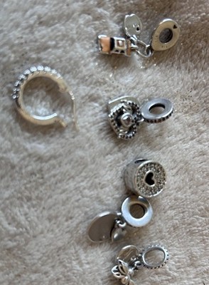 Pandora 925 Silber Charms, Restposten insgesamt 5 plus 1 x Silberohrring mit ZC