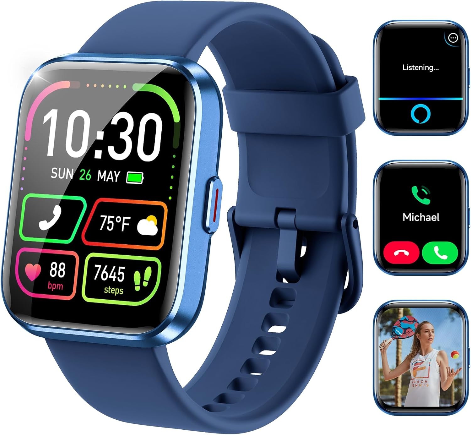 Bluetooth Smart Watch for Women with Fitness Tracking Pink for Android iOS