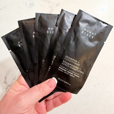 MONAT Black Shampoo + Conditioner Samples 10mL 5 Pack Travel Size NEW