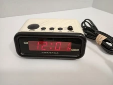 VINTAGE Spartus Alarm Clock Model 1201 LED Display White Small Digital- Tested