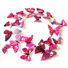 12Pcs 3D Double Layer Butterflies Wall Stickers Living Room Decor Wedding Kids R
