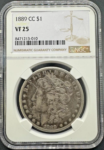 1889-CC MORGAN SILVER DOLLAR NGC VF25 08XXIA25