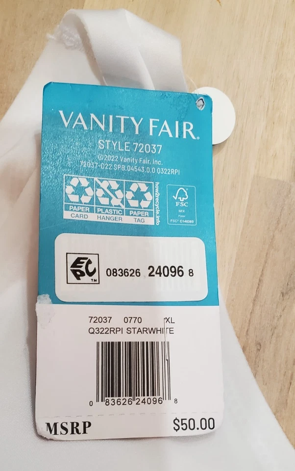 Sujetador inalámbrico Vanity Fair Beyond Comfort elegante y suave para mujer 72037 blanco X-La Foto 4 de 4