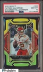 2021 Panini Select Die-Cut Green Yellow Prizm Patrick Mahomes II Chiefs PSA 10