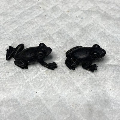 2 Pc. Vintage Iron Lead Hand Painted Miniature FROG