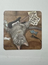 Guitar Playing, Milk Drinking, Music Loving Cat,  fridge magnet, Rock And Roll