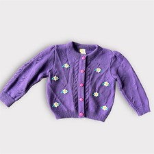 Adorable vintage purple and white flower knit cardigan 2T