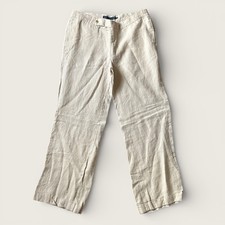 Ralph Lauren Sport Womens Linen Pants Cream Size 12 Wide Leg Midrise y2K