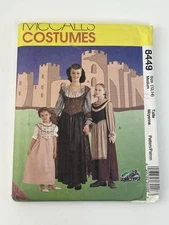 Dress Gown Snood Costume Size 12-14 Uncut Pattern 8449 MEDIEVAL RENAISSANCE