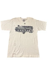 Vintage 2000 Yankees AL Champions T Shirt Large Gildan MLB VF Knitwear Stains