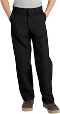 Dickies Boy's Slim Fit Flat Front Straight Leg Khaki Pants, Black, 7