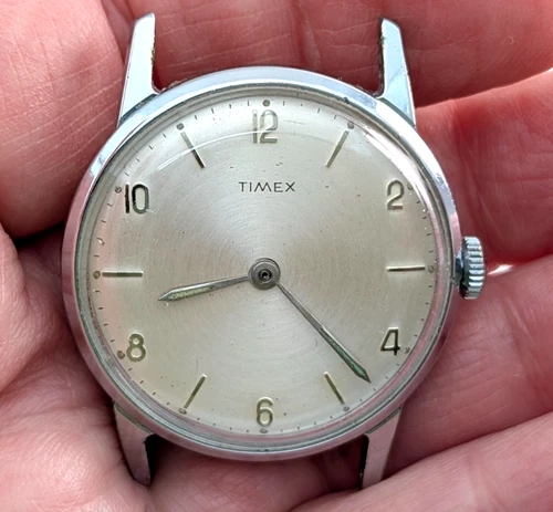 1960s TIMEX Mercury Silver Tone Vintage Men's 32mm Watch Movement PARTS REPAIR